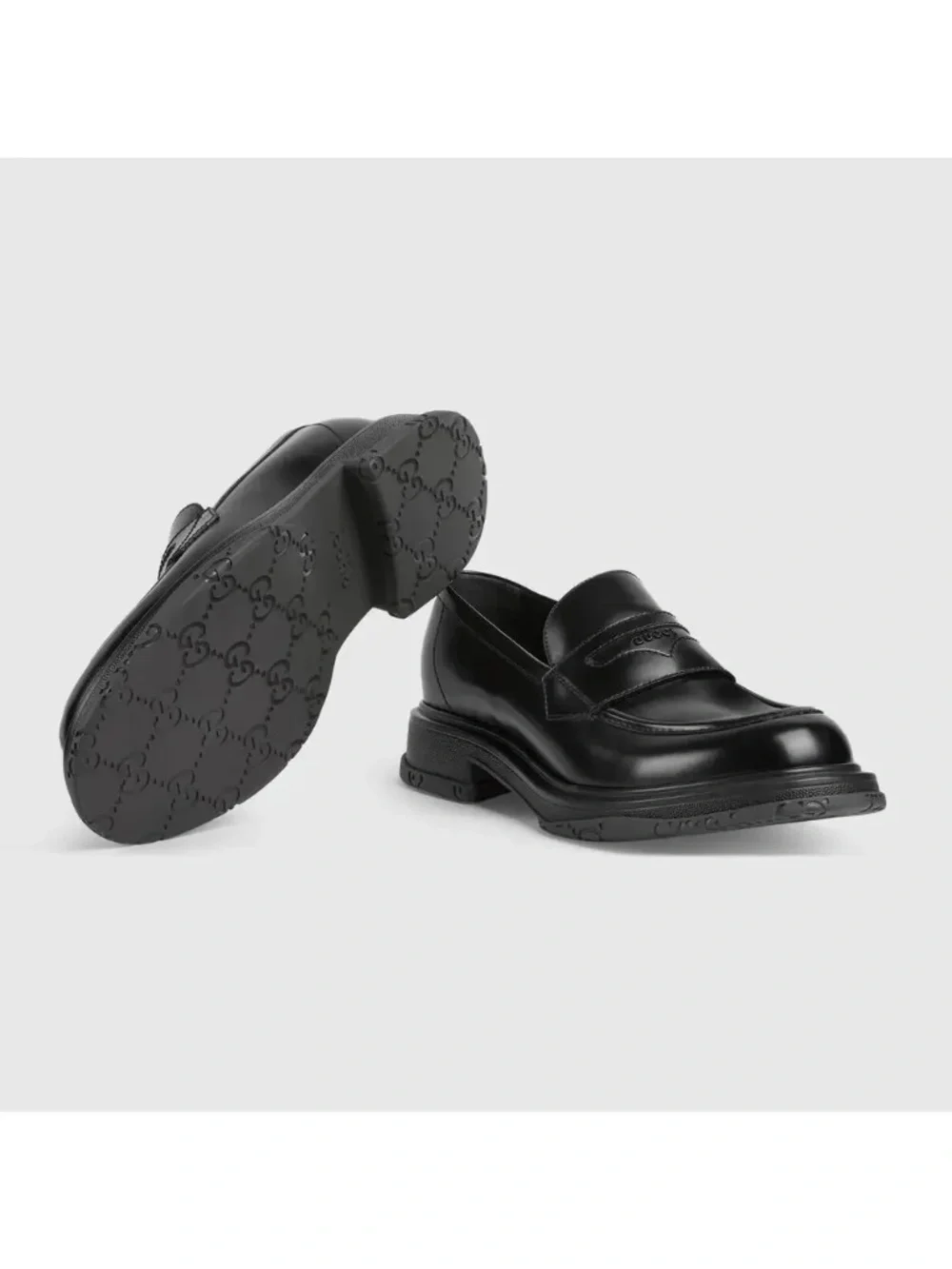 GUCCI Men's Black Leather Loafer W/ Tonal Logo Size 10 (US) NEW 851396 AADEO